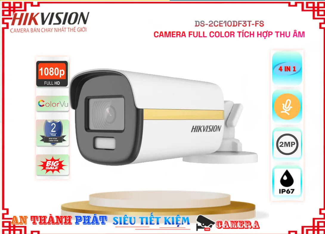 DS-2CE10DF3T-FS Camera FULL color có thu âm,DS-2CE10DF3T-FS Giá rẻ,DS-2CE10DF3T-FS Giá Thấp Nhất,Chất Lượng